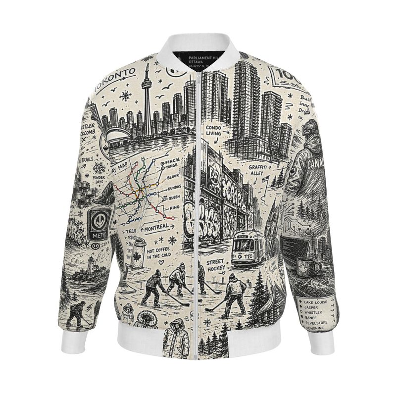 'THE GREAT WHITE' Mens Reversible Silk Bomber Jacket