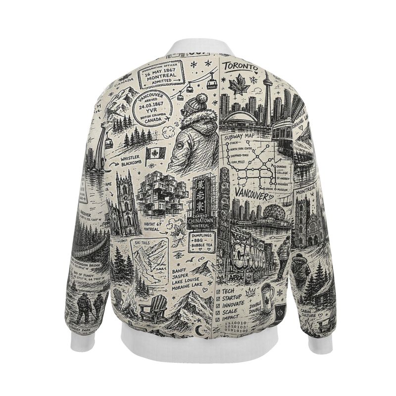 'THE GREAT WHITE' Mens Reversible Silk Bomber Jacket