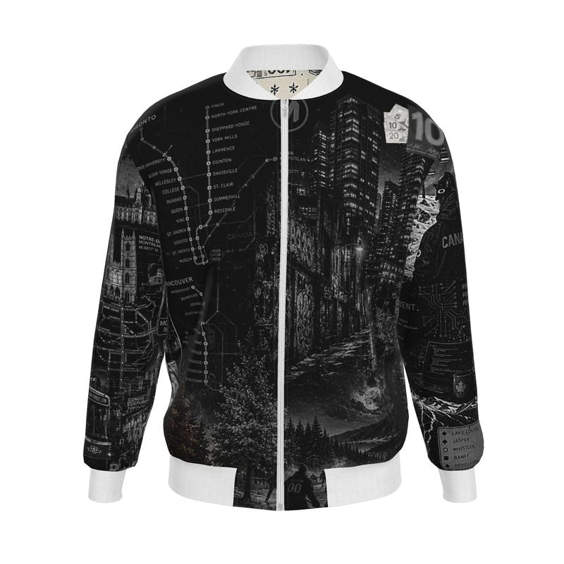 'THE GREAT WHITE' Mens Reversible Silk Bomber Jacket