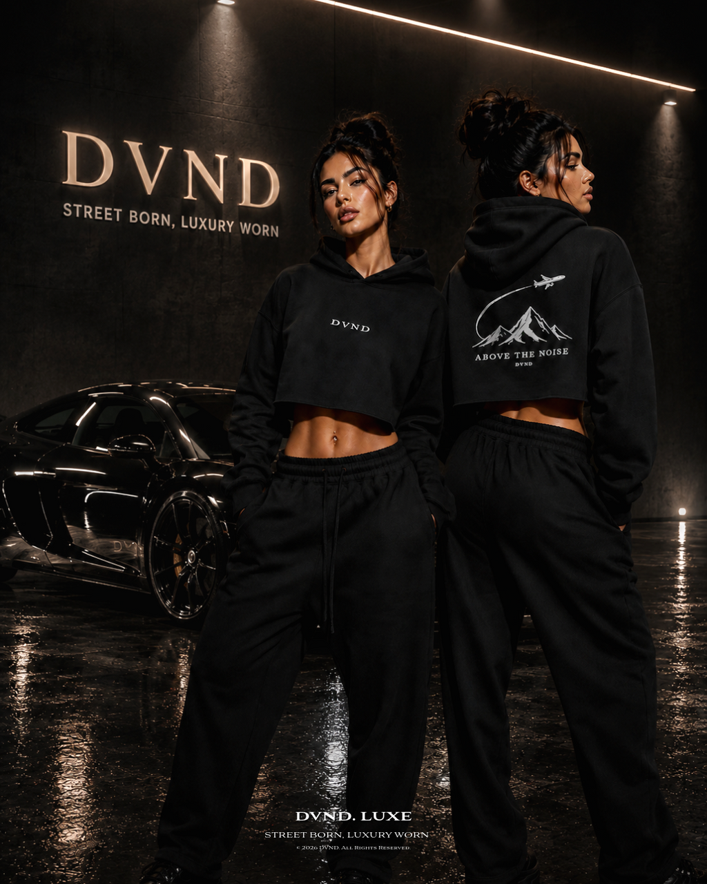 'Above the Noise' (by DVND)  Premium Cropped Hoodie