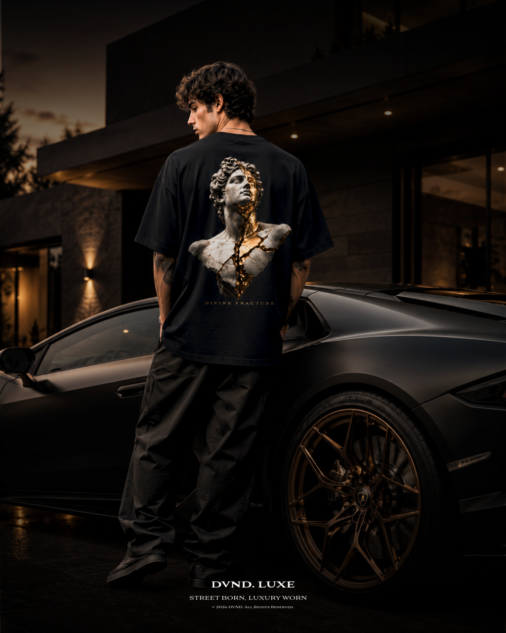 "Divine Fracture" (by DVND Luxe) Unisex organic oversized high neck t-shirt