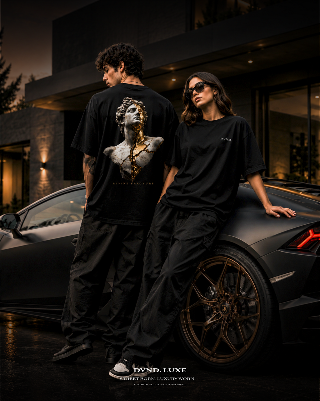 "Divine Fracture" (by DVND Luxe) Unisex organic oversized high neck t-shirt