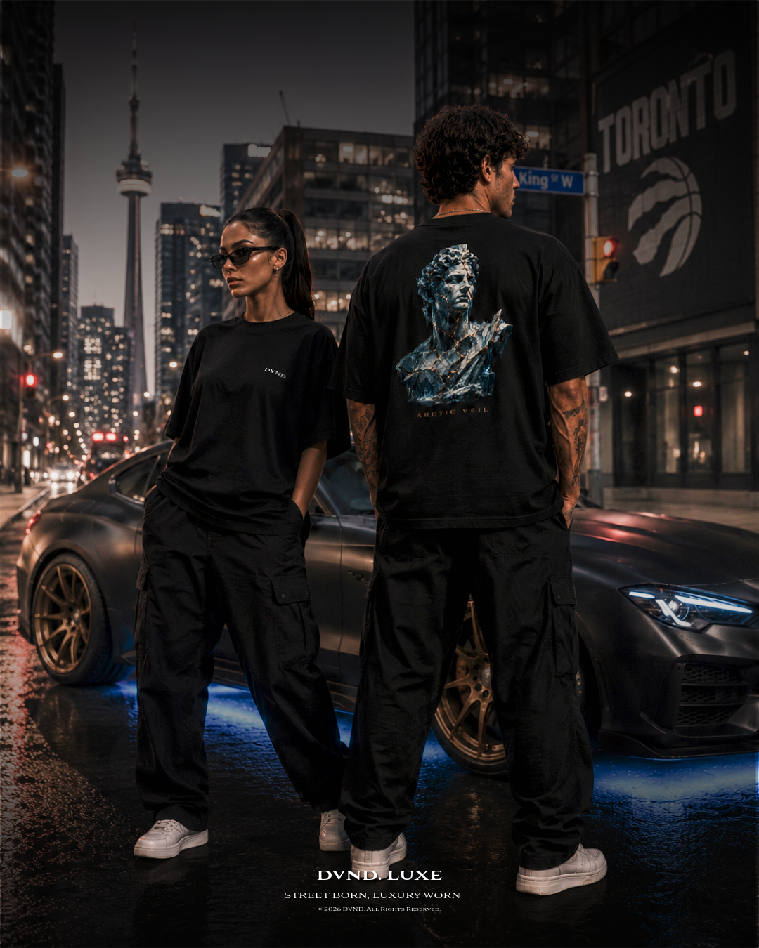 "ARCTIC VEIL" (by DVND Luxe) Unisex organic oversized high neck t-shirt