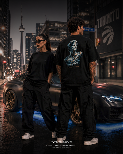 "ARCTIC VEIL" (by DVND Luxe) Unisex organic oversized high neck t-shirt