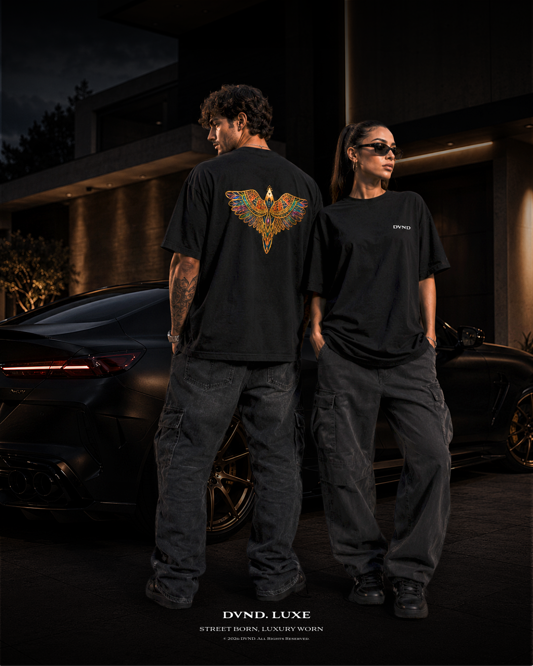 "Astral Crest" (by DVND Luxe) Unisex organic oversized high neck t-shirt