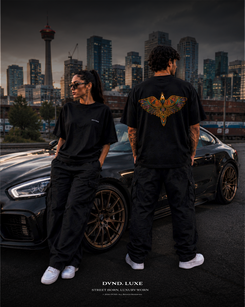"Astral Crest" (by DVND Luxe) Unisex organic oversized high neck t-shirt