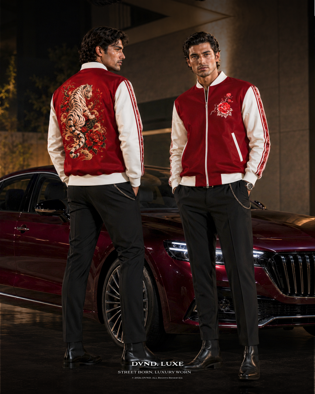 "Crimson Tigers" ( by DVND Luxe) Mens premium Bomber Jacket