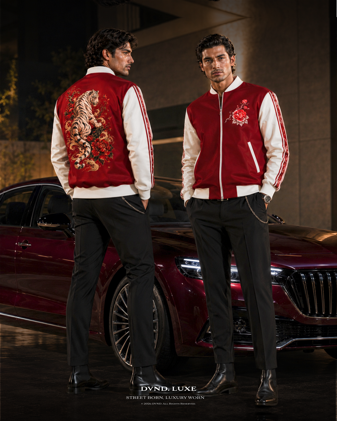 "Crimson Tigers" ( by DVND Luxe) Mens premium Bomber Jacket