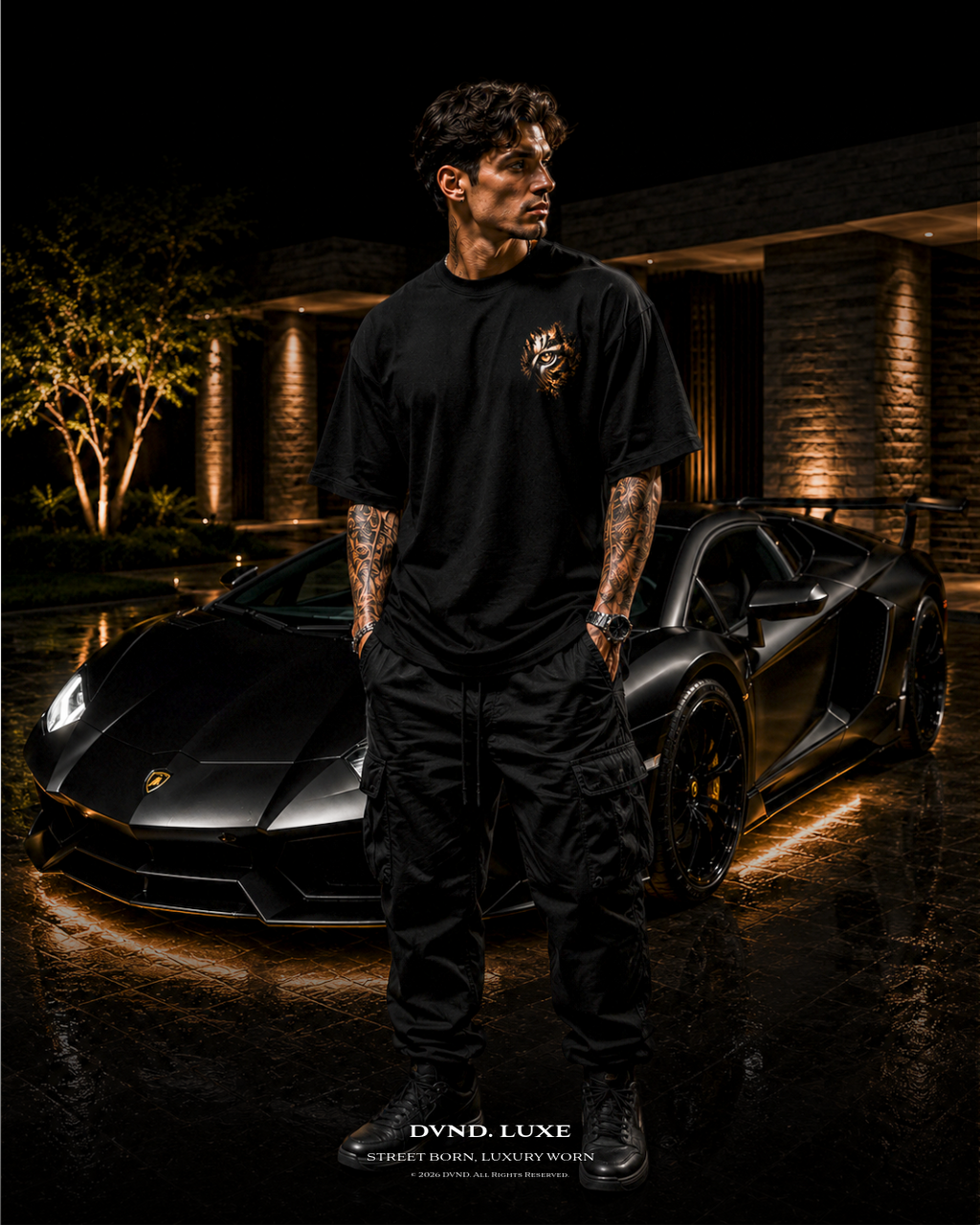 "Silent Predator" (by DVND Luxe) Mens Premium Oversized T-Shirt