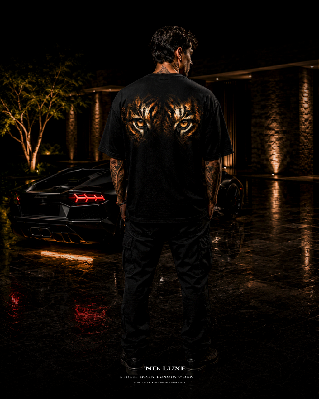"Silent Predator" (by DVND Luxe) Mens Premium Oversized T-Shirt