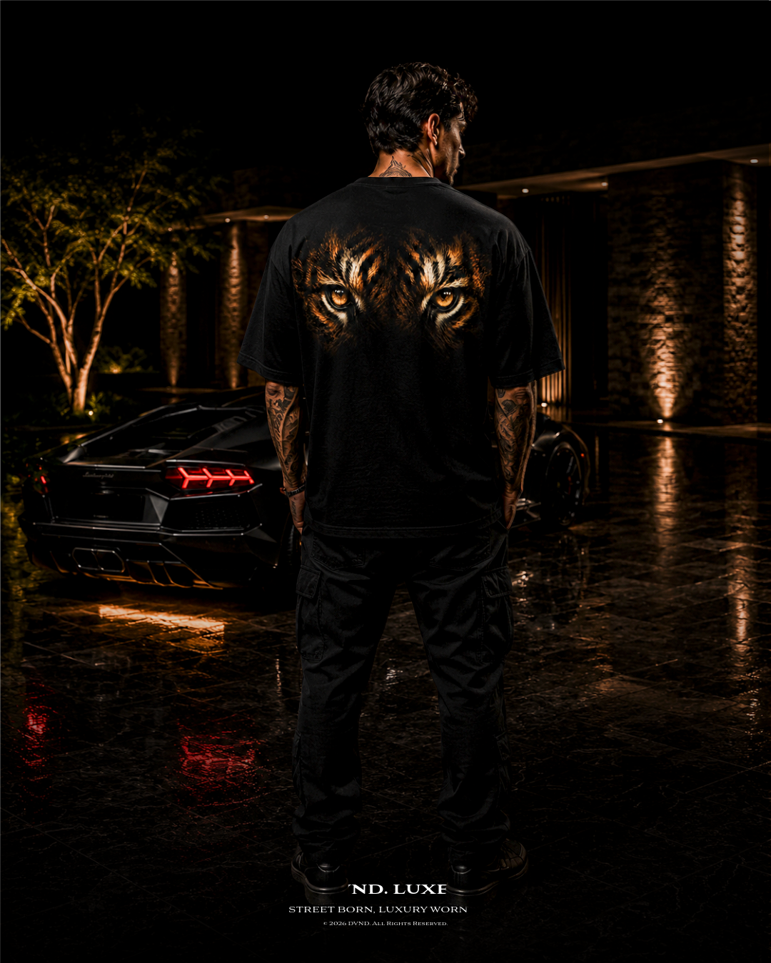 "Silent Predator" (by DVND Luxe) Mens Premium Oversized T-Shirt