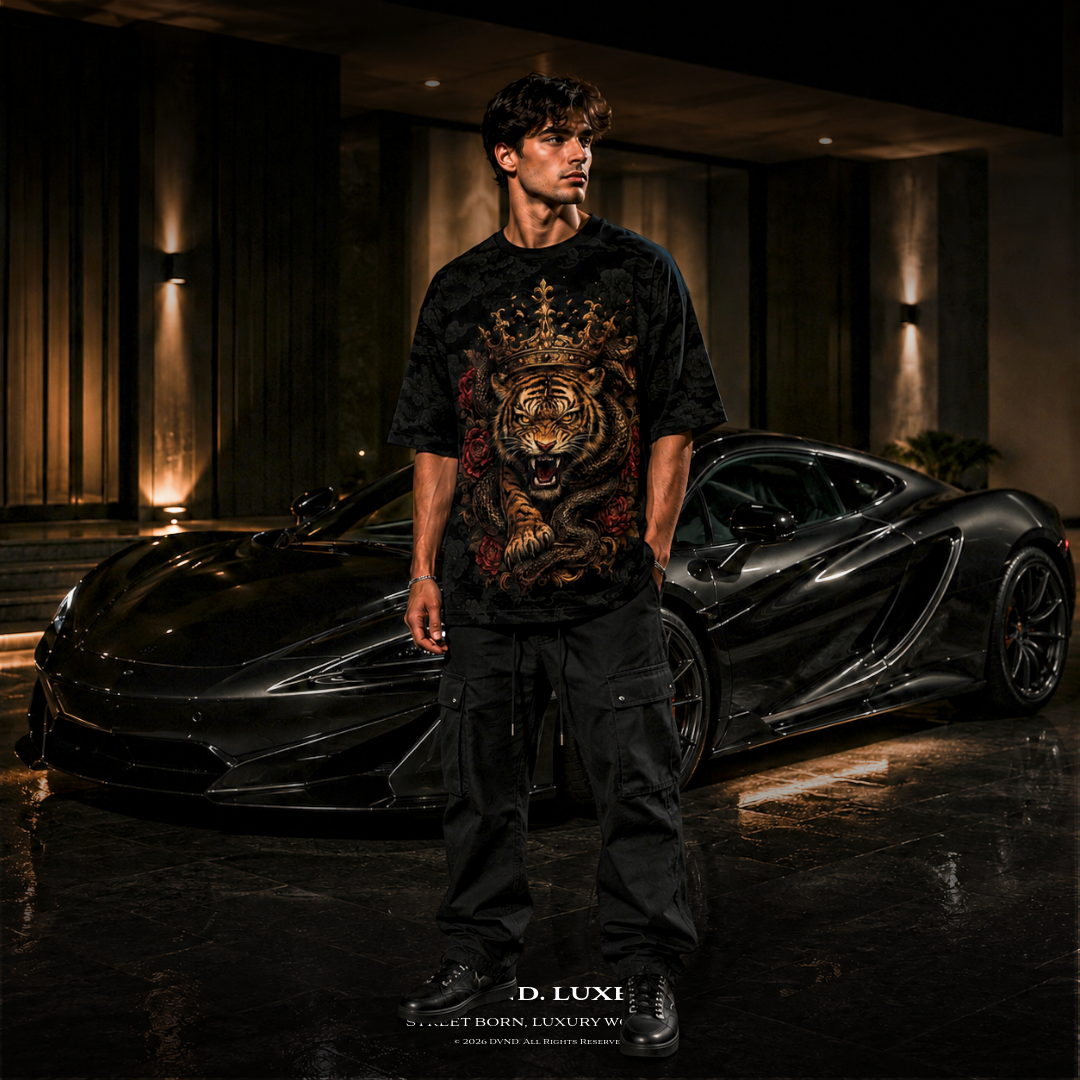"PRIMAL CROWN" (by DVND Luxe) Mens Premium Oversized T-Shirt